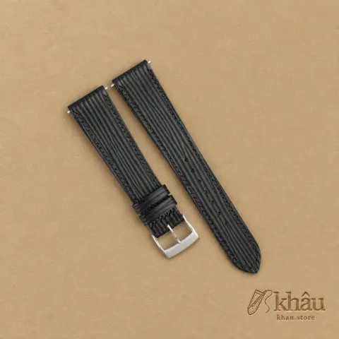 Black Epi Leather Watch Strap — front view