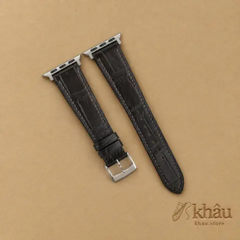 Dark Brown Alligator Leather Apple Watch Band — front view