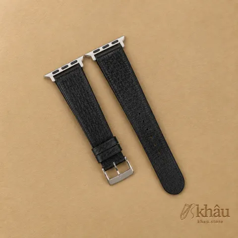 Micro Stitch Black Peccary Leather Apple Watch Band — front view