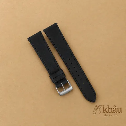 Black Pueblo Badalassi Carlo Leather Watch Strap — front view