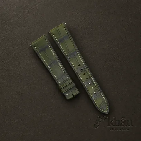 Green Alligator Leather Watch Strap — front view