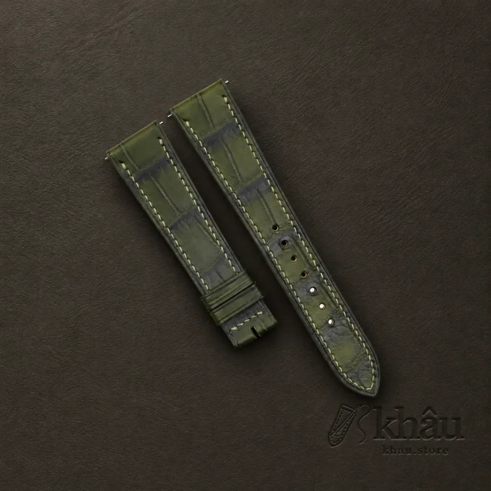 Green Alligator Leather Watch Strap — front view