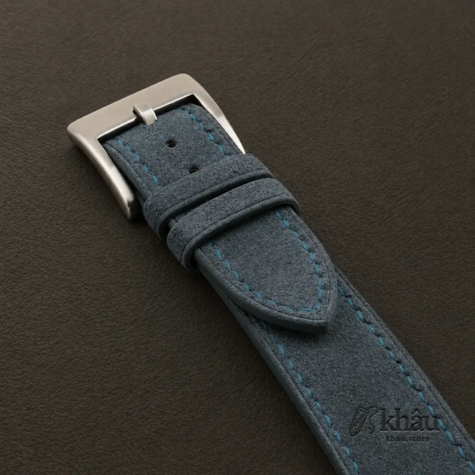 Jean Blue Suede Leather Watch Strap — additional view