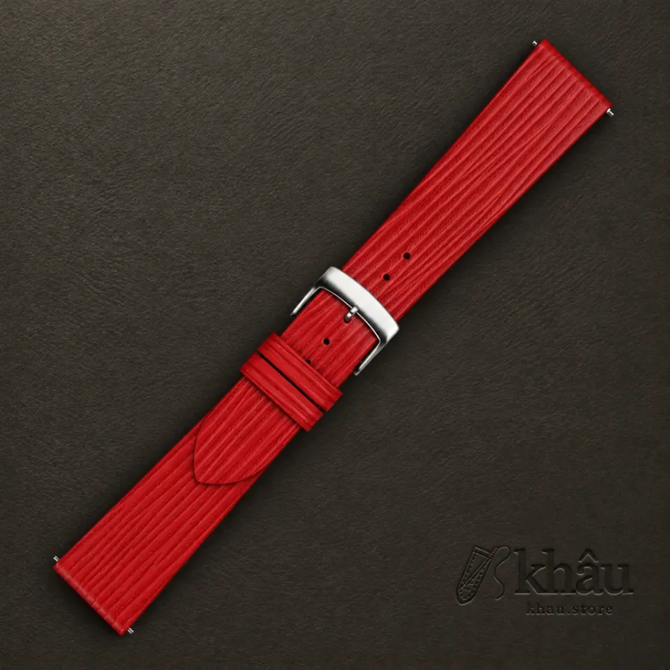 Red Orange Calfskin Watch Strap – Waves Texture — additional view
