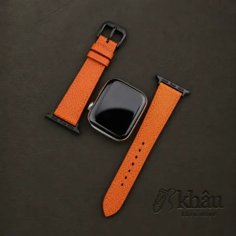 Orange Epsom Calf Leather Apple Watch Band — additional view