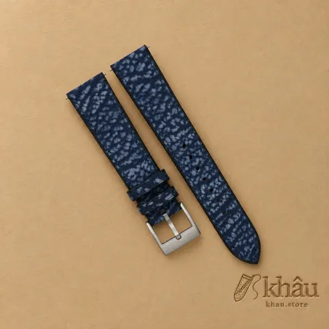 Dark Blue Shark Leather Watch Strap — front view