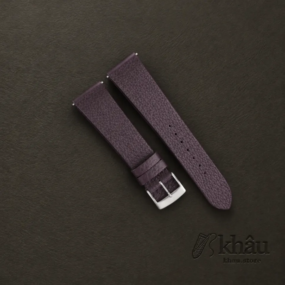Vintage Purple Togo Leather Watch Strap — front view