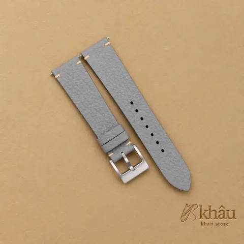Vintage Grey Togo Leather Side-Stitch Watch Strap — front view
