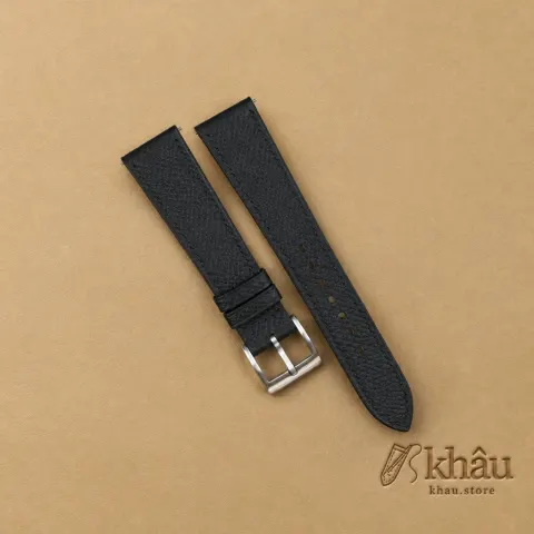 Black Epsom Leather Watch Strap — front view