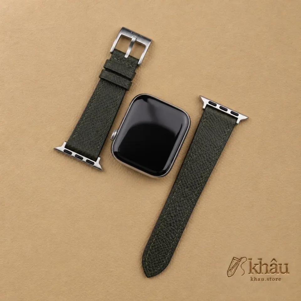 Olive Epsom Calf Leather Apple Watch Band — additional view