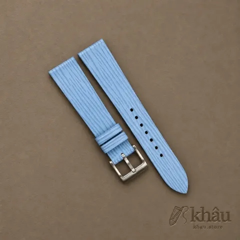 Light Blue Calfskin Watch Strap – Waves Texture — front view