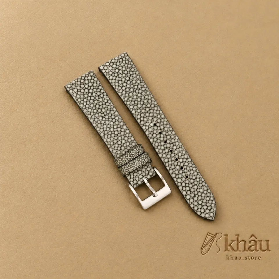 Vintage Moss Stingray Leather Watch Strap — front view