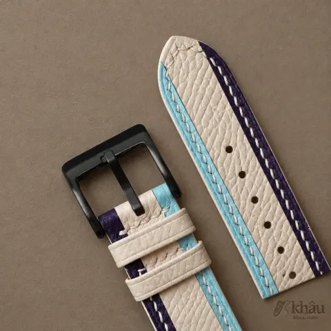 Tricolor Pearl White Epsom Leather Samsung Watch Band — additional view