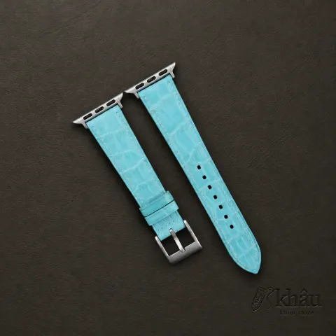 Turquoise Alligator Leather Apple Watch Band — front view