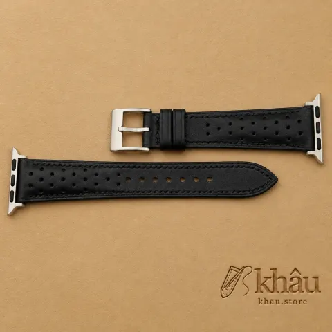 Rally Black Swift Leather Apple Watch Band — additional view