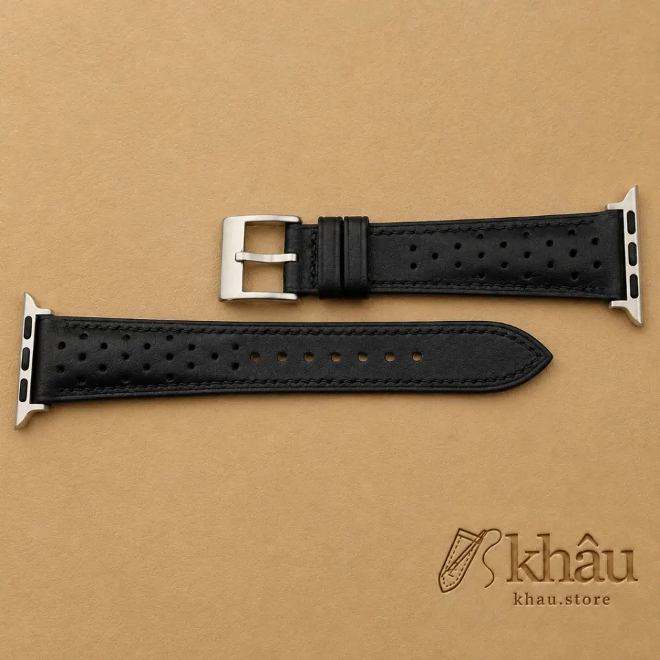 Rally Black Swift Leather Apple Watch Band — additional view