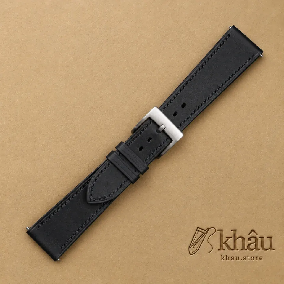 Box Calf Black Leather Watch Strap — additional view