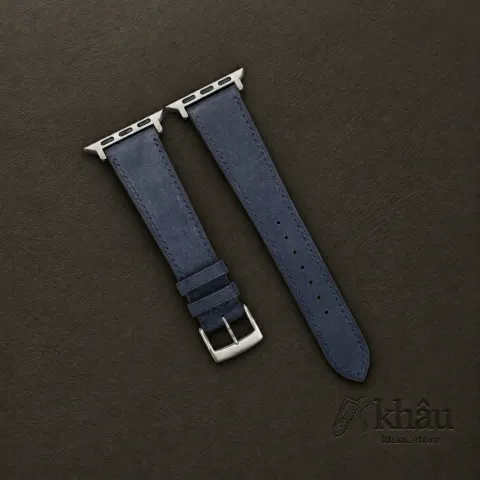 Blue Crazy Horse Leather Apple Watch Band — front view