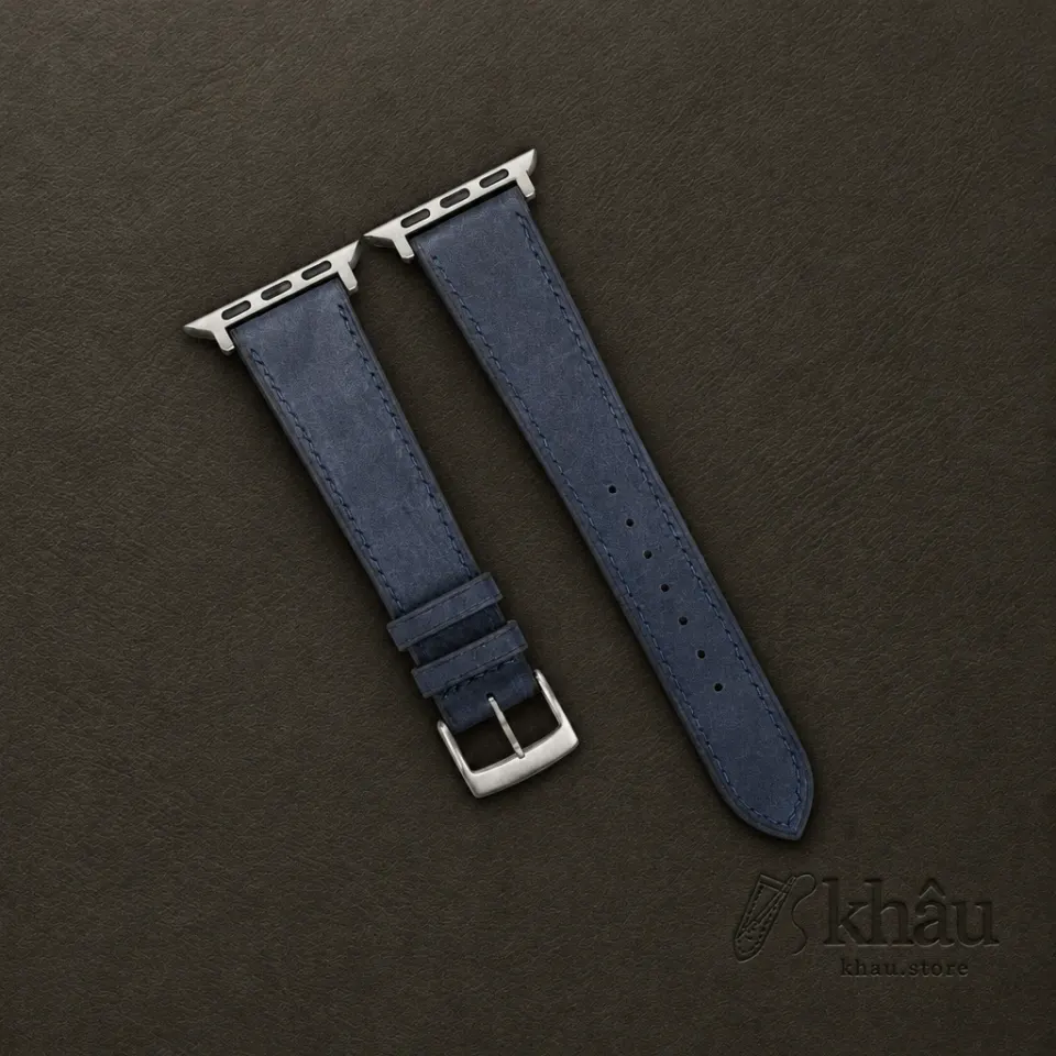 Blue Crazy Horse Leather Apple Watch Band — front view
