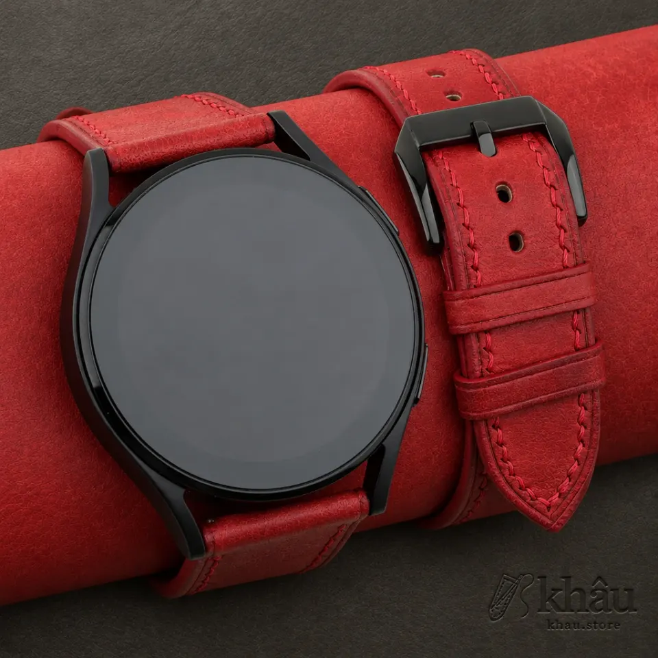 Red Maya Leather Samsung Watch Band — front view