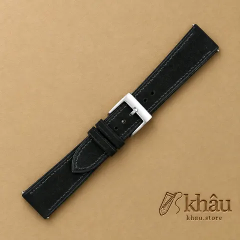 Black Suede Leather Watch Strap — additional view