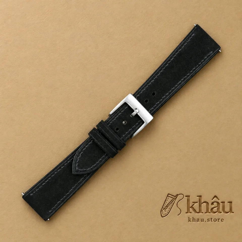 Black Suede Leather Watch Strap — additional view