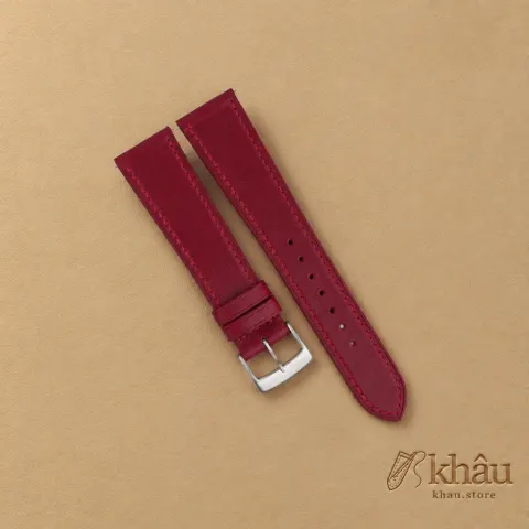 Box Calf Bordeaux Leather Watch Strap — front view