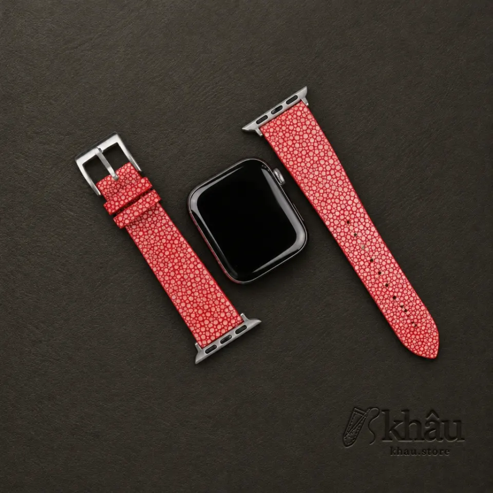 Red Stingray Leather Apple Watch Band — additional view