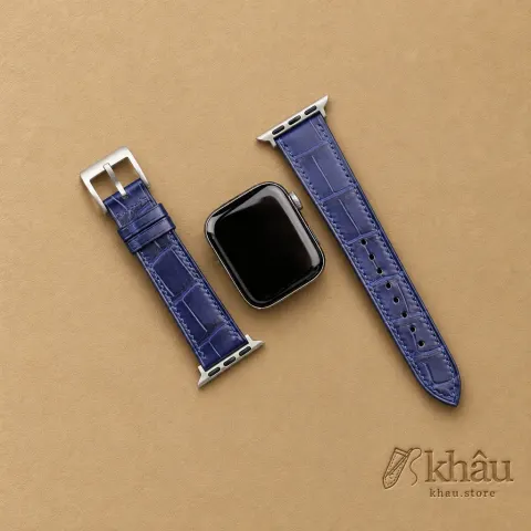 Dark Blue Alligator Leather Apple Watch Band — additional view