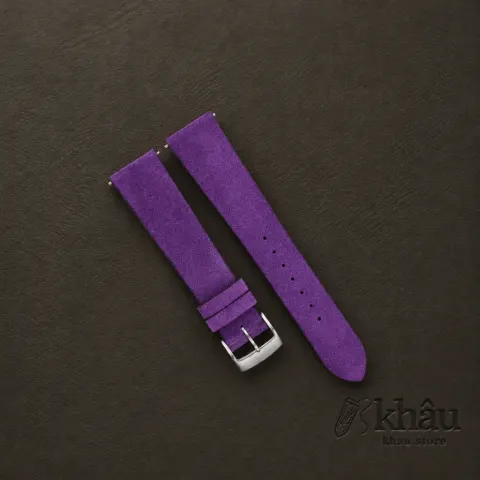 Vintage Purple Suede Leather Watch Strap — front view
