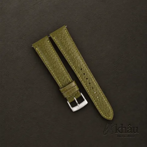 Padded Light Olive Peccary Leather Watch Strap — front view