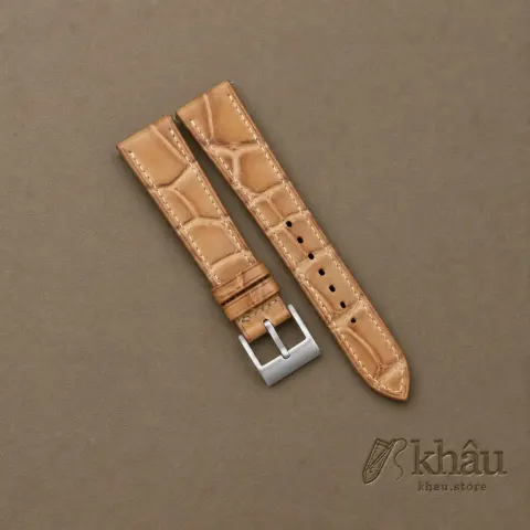 Patina Light Natural Alligator Leather Watch Strap — front view