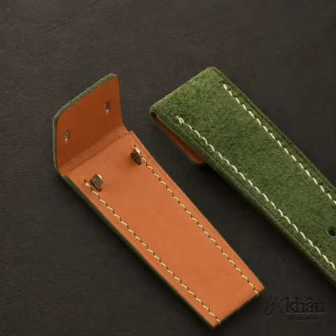 Green Suede Leather Fixed Bars Watch Strap — additional view