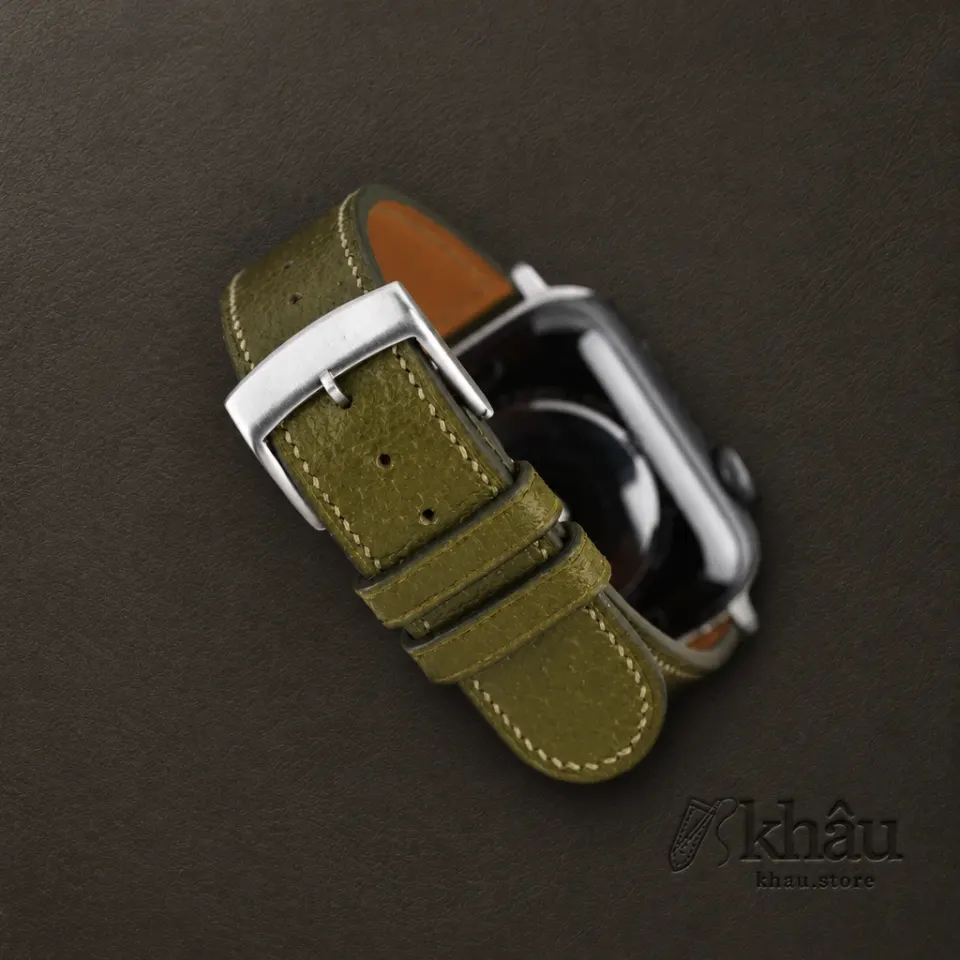 Micro Stitch Light Olive Peccary Leather Apple Watch Band — additional view