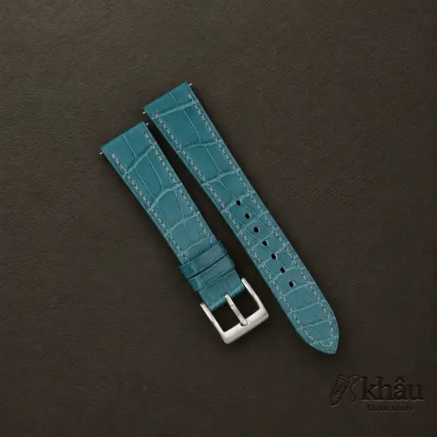 Aqua Green Alligator Leather Watch Strap — front view