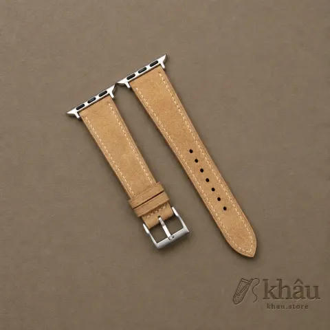 Light Brown Suede Leather Apple Watch Band — front view