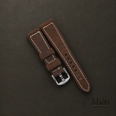 Coffee Crazy Horse Leather Strap for PAM Watch — front view