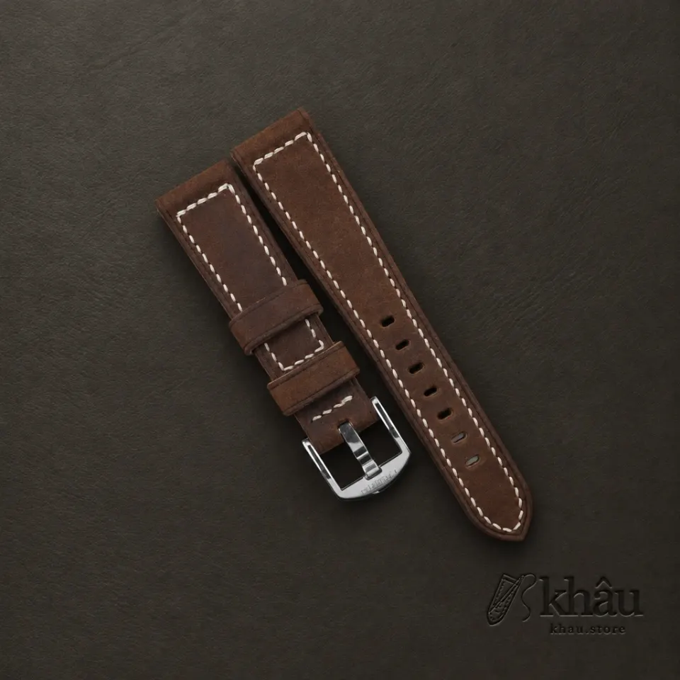 Coffee Crazy Horse Leather Strap for PAM Watch — front view