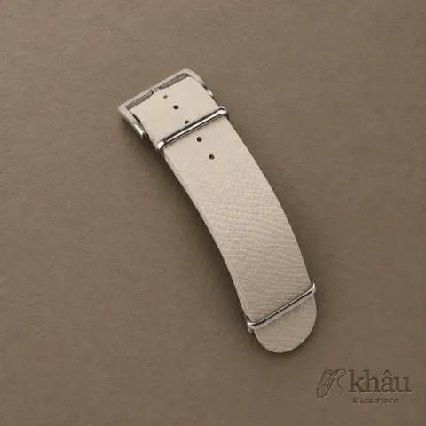 NATO Pearl White Epsom Lining Turquoise Epsom Leather Watch Strap — front view