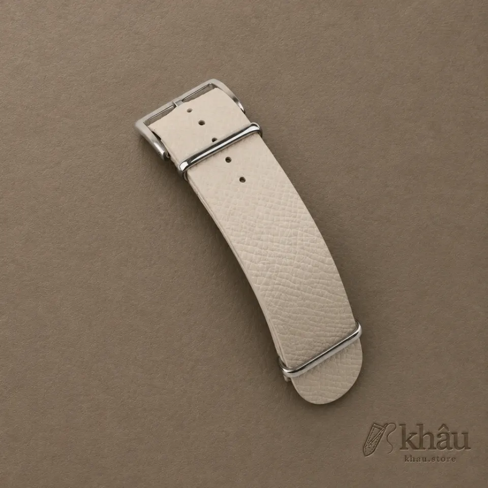 NATO Pearl White Epsom Lining Turquoise Epsom Leather Watch Strap — front view