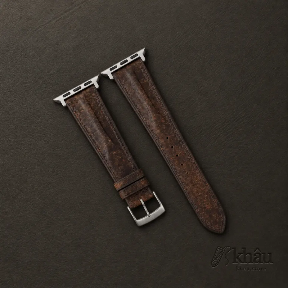 Single Padded Tawny Brown Habana Leather Apple Watch Band — front view