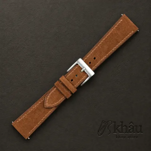 Burnt Brown Suede Leather Watch Strap — additional view