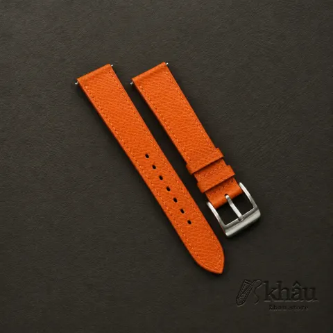 Orange Epsom Leather Watch Strap — front view
