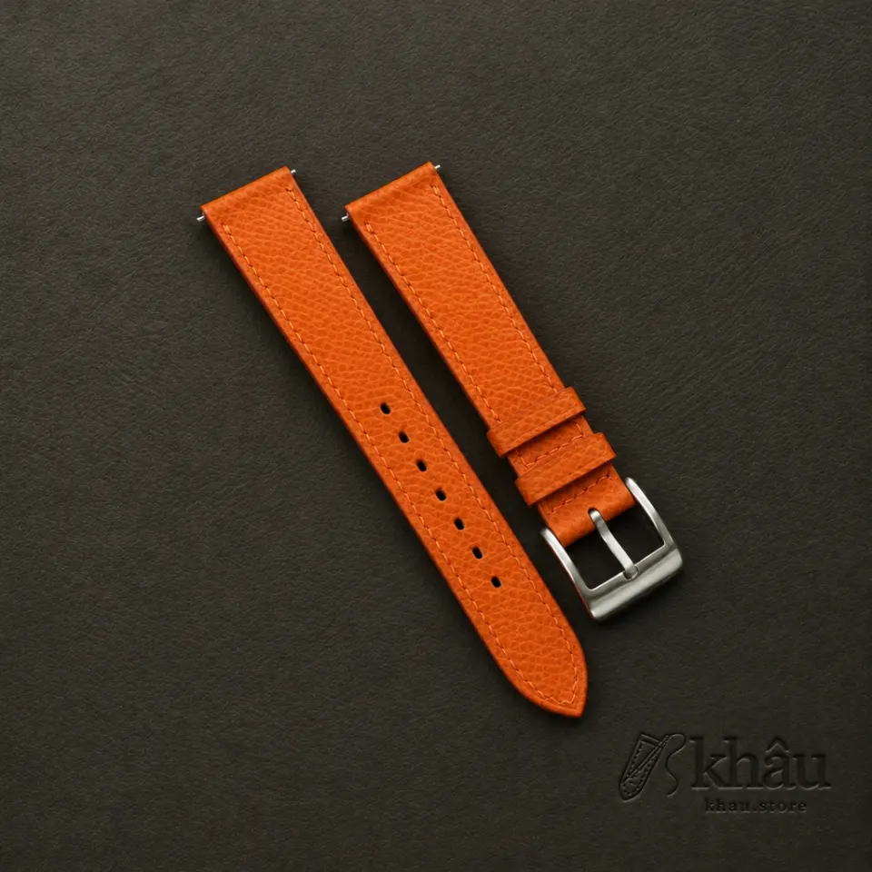 Orange Epsom Leather Watch Strap — front view