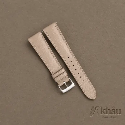 Padded Beige Peccary Leather Watch Strap — front view