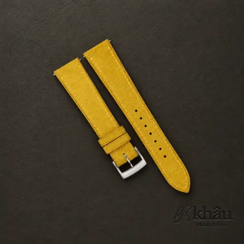 Yellow Suede Leather Watch Strap — front view