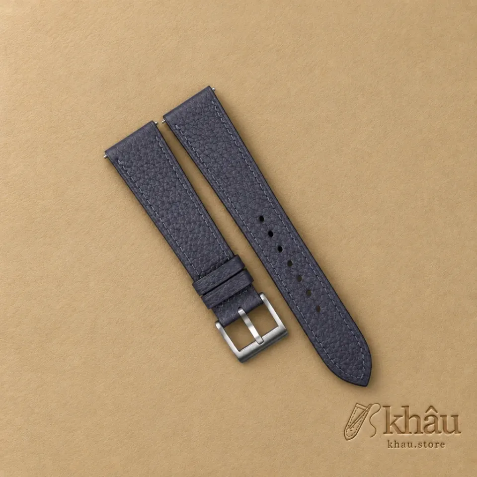 Navy Togo Leather Watch Strap — front view
