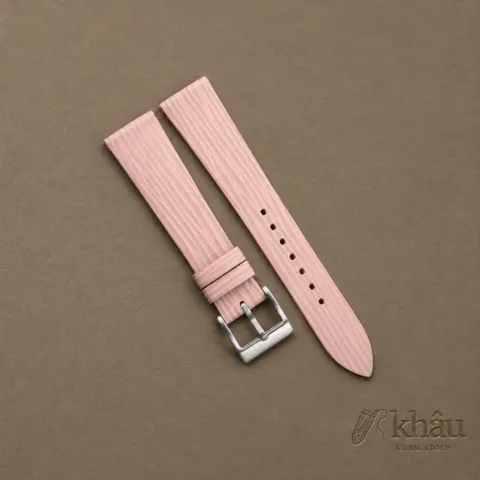 Light Pink Calfskin Watch Strap – Waves Texture — front view
