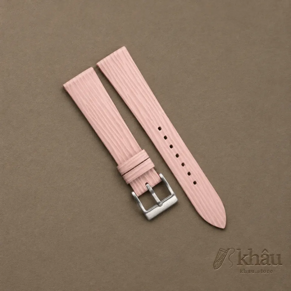 Light Pink Calfskin Watch Strap – Waves Texture — front view