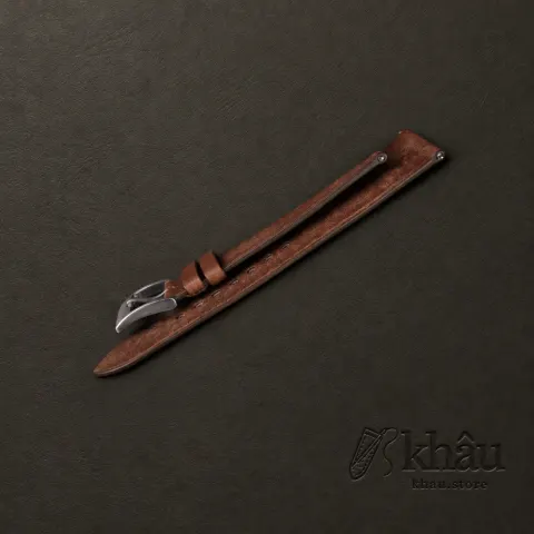 Vintage Brown Maya Vegetable Tanned Calfskin Leather Slim Watch Strap — additional view